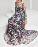 Marchesa Notte チュールドレス 座った姿 横 - Aライン