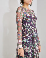 Marchesa Notte チュールドレス 上半身 横 - 刺繍ディテール