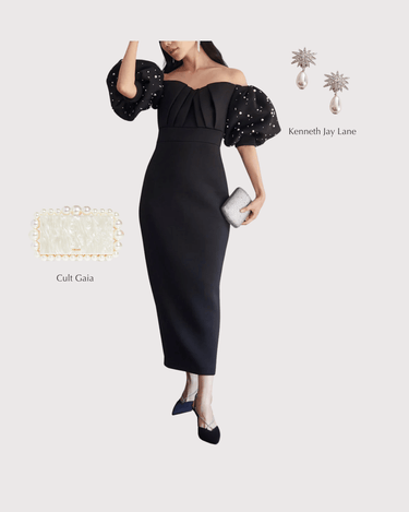 レンタルドレス |Badgley Mischka(バッジェリー ミシュカ)|顔まわりが華やぐ パール刺繍2wayドレスM|結婚式・二次会・パーティー