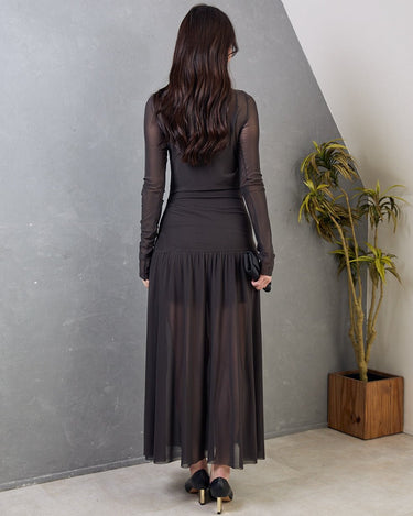 レンタルドレス |Bec + Bridge(ベック アンド ブリッジ)|シアーアシンメトリーギャザー マキシドレス|結婚式・二次会・パーティー