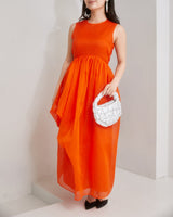 Cecilie Bahnsen(セシリーバンセン) 2022 Fang コットンオーガンジードレス 正面 オレンジ