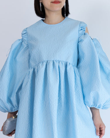 レンタルドレス|Cecilie Bahnsen|水色|ミディ丈|結婚式お呼ばれ