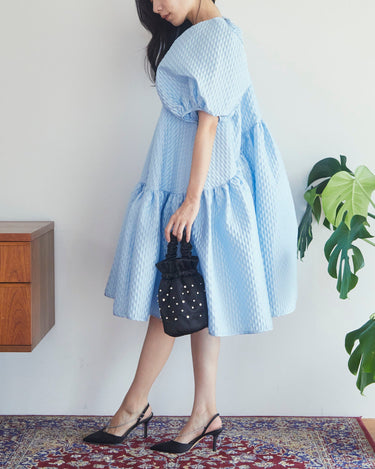 レンタルドレス|Cecilie Bahnsen|水色|ミディ丈|結婚式お呼ばれ