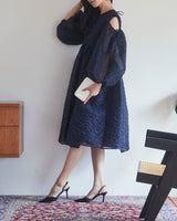 レンタルドレス|Cecilie Bahnsen(セシリーバンセン)|ネイビー|シフォン|ミディ丈|結婚式お呼ばれ