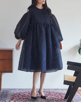 レンタルドレス|Cecilie Bahnsen(セシリーバンセン)|ネイビー|シフォン|ミディ丈|結婚式お呼ばれ