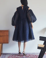 レンタルドレス|Cecilie Bahnsen(セシリーバンセン)|ネイビー|シフォン|ミディ丈|結婚式お呼ばれ