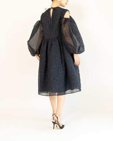 レンタルドレス|Cecilie Bahnsen(セシリーバンセン)|ネイビー|シフォン|ミディ丈|結婚式お呼ばれ