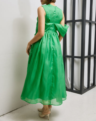 レンタルドレス|Cecilie Bahnsen(セシリーバンセン)|グリーン|ミディ丈|結婚式お呼ばれ