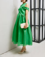 レンタルドレス|Cecilie Bahnsen(セシリーバンセン)|グリーン|ミディ丈|結婚式お呼ばれ