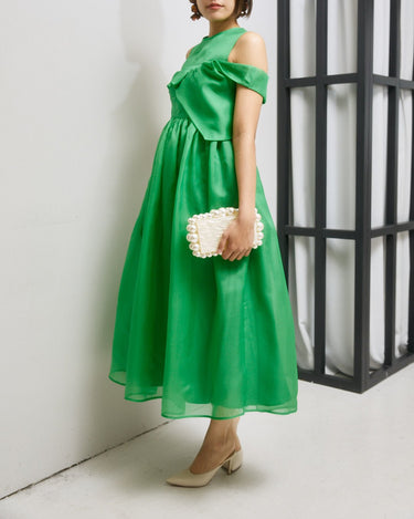 レンタルドレス|Cecilie Bahnsen(セシリーバンセン)|グリーン|ミディ丈|結婚式お呼ばれ