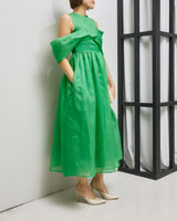 レンタルドレス|Cecilie Bahnsen(セシリーバンセン)|グリーン|ミディ丈|結婚式お呼ばれ
