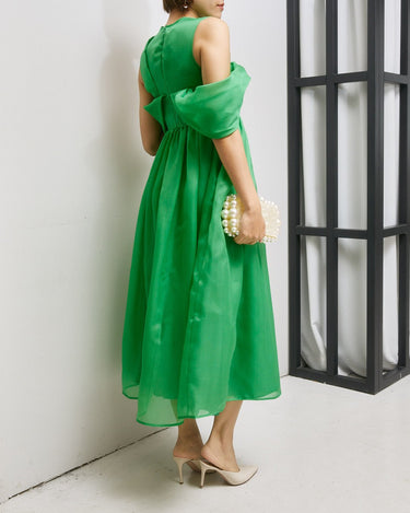 レンタルドレス|Cecilie Bahnsen(セシリーバンセン)|グリーン|ミディ丈|結婚式お呼ばれ