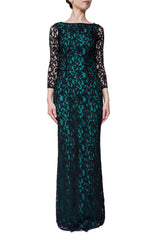 黒|レース|ロング丈|レンタルドレス|イブニング|Carolina Herrera