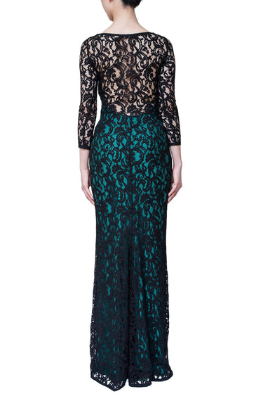 黒|レース|ロング丈|レンタルドレス|イブニング|Carolina Herrera