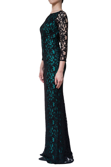 黒|レース|ロング丈|レンタルドレス|イブニング|Carolina Herrera