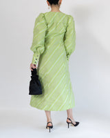 ライトグリーン|パフ袖|レンタルドレス|結婚式お呼ばれ|Ganni