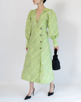 ライトグリーン|パフ袖|レンタルドレス|結婚式お呼ばれ|Ganni