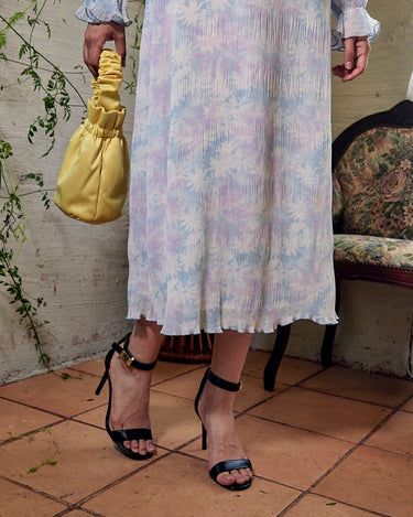 レンタルドレス|Ganni|水色|シフォン|ミディ丈|結婚式お呼ばれ