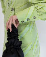 ライトグリーン|パフ袖|レンタルドレス|結婚式お呼ばれ|Ganni