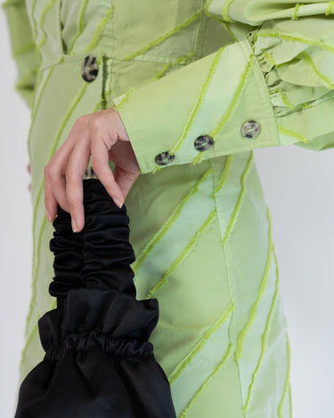 ライトグリーン|パフ袖|レンタルドレス|結婚式お呼ばれ|Ganni