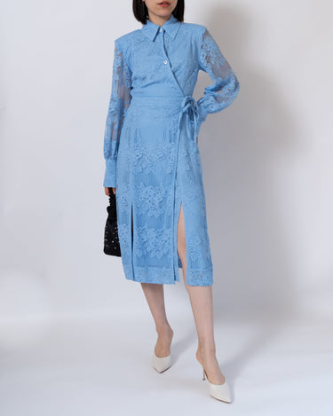 レンタルドレス|Ganni|水色|ミディ丈|結婚式お呼ばれ