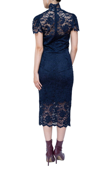 レンタルドレス|Ganni|ネイビー|ミディ丈|結婚式お呼ばれ