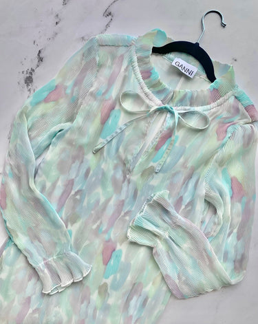 レンタルドレス|Ganni|水色|ロング丈|結婚式お呼ばれ|フォーマル