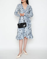 レンタルドレス|Ganni|水色|花柄|ミディ丈|結婚式お呼ばれ