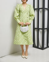 ライトグリーン|パフ袖|レンタルドレス|結婚式お呼ばれ|Ganni