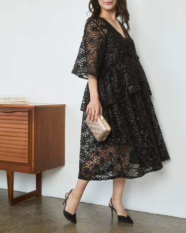 Ganni(ガニー)のミディドレス結婚式やパーティーにぴったりのレンタルアイテム。