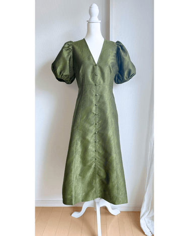 レンタルドレス|Ganni|深みグリーン|ミディ丈|結婚式お呼ばれ