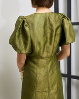 レンタルドレス|Ganni|深みグリーン|ミディ丈|結婚式お呼ばれ