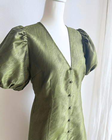 レンタルドレス|Ganni|深みグリーン|ミディ丈|結婚式お呼ばれ