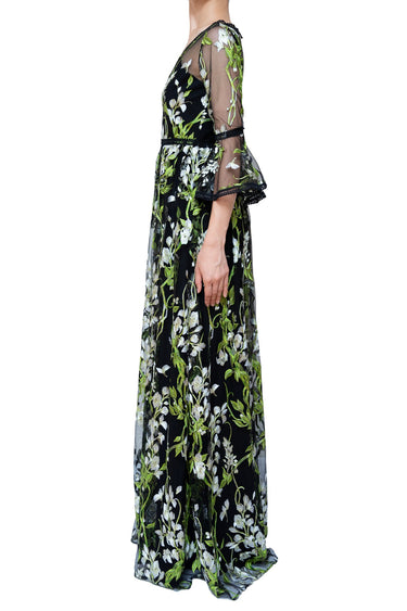 レンタルドレス|Marchesa Notte|ブラック|ロング丈|結婚式お呼ばれ