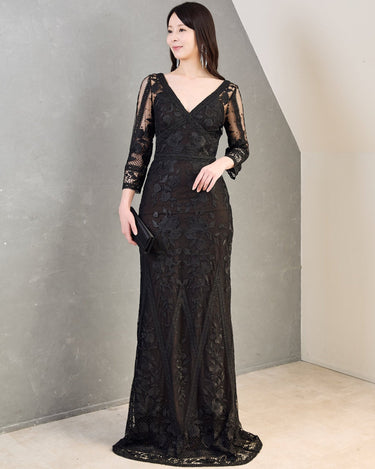 レンタルドレス |Marchesa Notte(マルケッサ ノッテ)|ドット刺繍ギピュールトリムチュールドレス|結婚式・二次会・パーティー