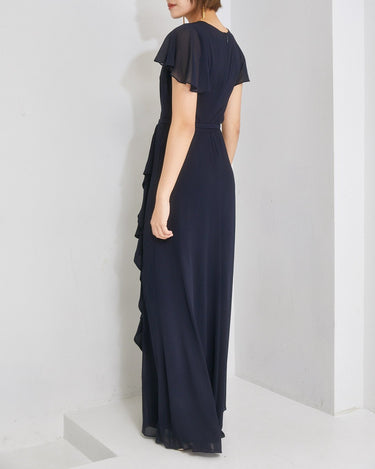 ネイビー|シフォン|レンタルドレス|結婚式お呼ばれ|Lauren Ralph Lauren