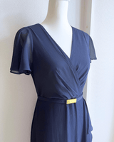 ネイビー|シフォン|レンタルドレス|結婚式お呼ばれ|Lauren Ralph Lauren