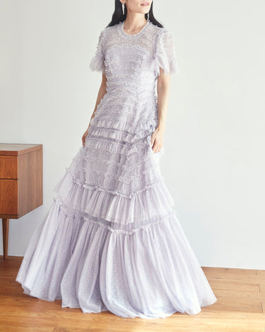 パープル|チュール|ロングドレス|レンタルドレス|結婚式お呼ばれ|Needle & Thread(ニードル アンド スレッド)