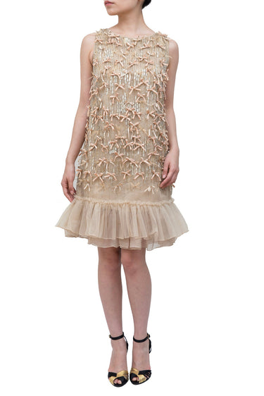 レンタルドレス|RED Valentino|ゴールド|ひざ丈|結婚式お呼ばれ