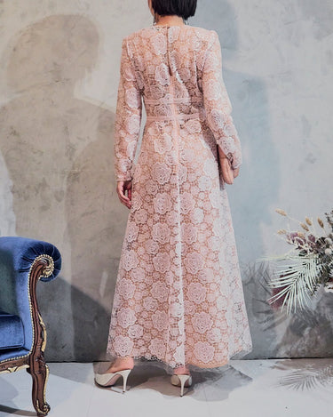 レンタルドレス|Self-Portrait|ピンク|レース|ロング丈|結婚式お呼ばれ