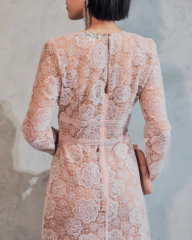 レンタルドレス|Self-Portrait|ピンク|レース|ロング丈|結婚式お呼ばれ