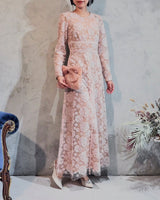 レンタルドレス|Self-Portrait|ピンク|レース|ロング丈|結婚式お呼ばれ