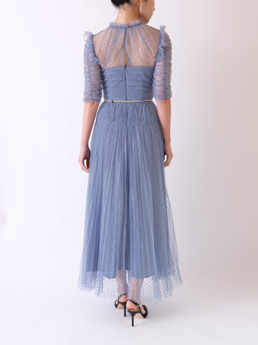 レンタルドレス|Self-Portrait|水色|ロング丈|結婚式お呼ばれ