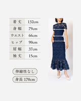 レンタルドレス|ML Monique Lhuillier|ネイビー|レース|ロング丈|結婚式お呼ばれ