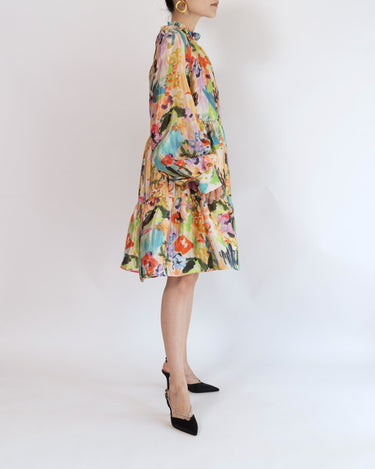 レンタルドレス|Stine Goya|花柄|イエロー|ひざ丈|結婚式お呼ばれ