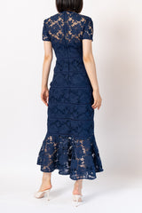 レンタルドレス|ML Monique Lhuillier|ネイビー|レース|ロング丈|結婚式お呼ばれ