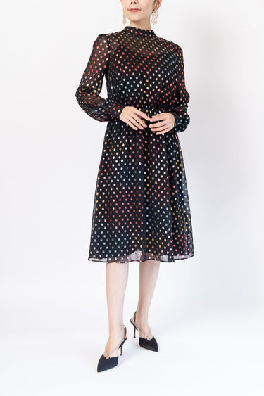 レンタルドレス |Phase Eight(フェイズ エイト)|メタリック ドット シフォン ドレス|結婚式・二次会・パーティー