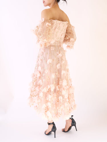 Marchesa Notte（マルケッサ ノッテ）のミディドレス結婚式やパーティーにぴったりのレンタルアイテム。