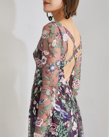 Marchesa Notte チュールドレス 上半身 後ろ - クロスバック02