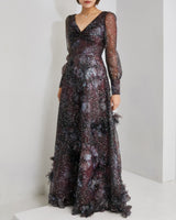 Marchesa Notte プラム ドレス 正面 全身 - 上品なフォーマル